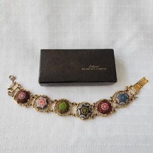 VTG 1960 Celebrity NY Bracelet Colorful Moroccan Matrix Cabochon Link Latama Box